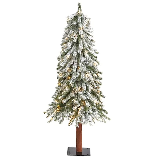 4ft. Pre-Lit Flocked Grand Alpine Artificial Christmas Tree, Clear LED Lights 1 4ft. Pre-Lit Flocked Grand Alpine Artificial Christmas Tree, Clear LED Lights