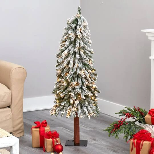 4ft. Pre-Lit Flocked Grand Alpine Artificial Christmas Tree, Clear LED Lights 6 4ft. Pre-Lit Flocked Grand Alpine Artificial Christmas Tree, Clear LED Lights - Image 6