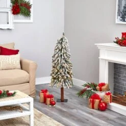 4ft. Pre-Lit Flocked Grand Alpine Artificial Christmas Tree, Clear LED Lights 14 4ft. Pre-Lit Flocked Grand Alpine Artificial Christmas Tree, Clear LED Lights -Northlight Sale Store D255831S 6