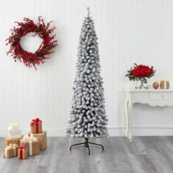 7ft. Unlit Flocked Artificial Christmas Tree 12 7ft. Unlit Flocked Artificial Christmas Tree -Northlight Sale Store D255835S 5