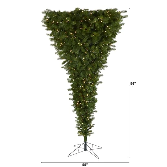 8ft. Pre-Lit Sun Valley Spruce Upside Down Artificial Christmas Tree, Warm White LED Lights 3 8ft. Pre-Lit Sun Valley Spruce Upside Down Artificial Christmas Tree, Warm White LED Lights - Image 3
