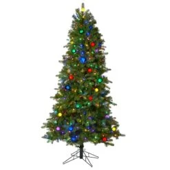 6.5ft. Pre-Lit Montana Mountain Fir Artificial Christmas Tree, Multicolor LED Lights