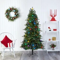 6.5ft. Pre-Lit Montana Mountain Fir Artificial Christmas Tree, Multicolor LED Lights -Northlight Sale Store D255866S 6