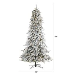 9ft. Pre-lit Flocked Livingston Fir Pinecones Artificial Christmas Tree With Clear Warm LED Lights -Northlight Sale Store D255937S 2
