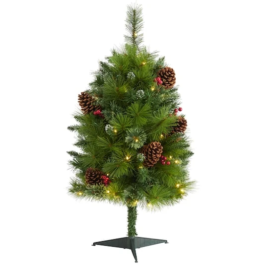 3ft. Pre-Lit Montana Mixed Pine, Pinecones & Berries Artificial Christmas Tree With Clear LED Lights 2 3ft. Pre-Lit Montana Mixed Pine, Pinecones & Berries Artificial Christmas Tree With Clear LED Lights - Image 2