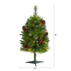 3ft. Pre-Lit Montana Mixed Pine, Pinecones & Berries Artificial Christmas Tree With Clear LED Lights 10 3ft. Pre-Lit Montana Mixed Pine, Pinecones & Berries Artificial Christmas Tree With Clear LED Lights -Northlight Sale Store D255941S 2