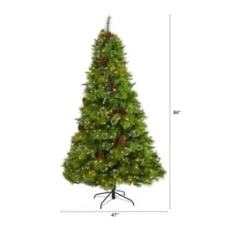 7ft. Pre-Lit Montana Mixed Pine, Pinecones & Berries Artificial Christmas Tree With Clear LED Lights -Northlight Sale Store D255944S 2