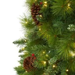 7ft. Pre-Lit Montana Mixed Pine, Pinecones & Berries Artificial Christmas Tree With Clear LED Lights -Northlight Sale Store D255944S 3