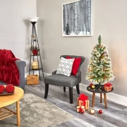 3ft. Pre-Lit Frosted Swiss Pine & Berries Artificial Christmas Tree With Clear LED Lights -Northlight Sale Store D255945S 6