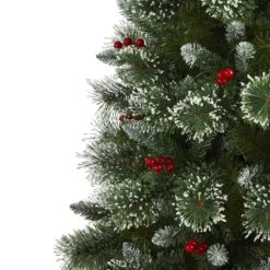 6ft. Pre-Lit Frosted Swiss Pine & Berries Artificial Christmas Tree With Clear LED Lights -Northlight Sale Store D255948S 4