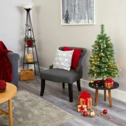 3ft. Pre-Lit Wisconsin Slim Snow Tip Pine Artificial Christmas Tree With Clear LED Lights -Northlight Sale Store D255950S 6