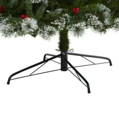 9ft. Pre-Lit Frosted Swiss Pine & Berries Artificial Christmas Tree With Clear LED Lights -Northlight Sale Store D255951S 4