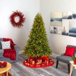 7ft. Pre-Lit New Haven Spruce Artificial Christmas Tree, Clear LED Lights -Northlight Sale Store D255971S 6