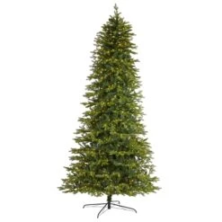 10ft. Pre-Lit Belgium Fir Artificial Christmas Tree, Clear LED Lights