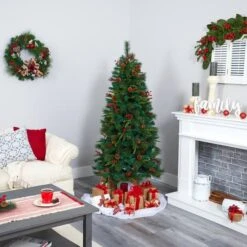 6ft. Pre-Lit Mixed Pine Artificial Christmas Tree, Clear LED Lights -Northlight Sale Store D255984S 7