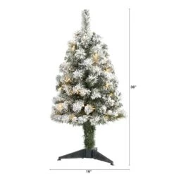 3ft. Pre-Lit Flocked West Virginia Fir Artificial Christmas Tree, Clear LED Lights -Northlight Sale Store D256017S 2