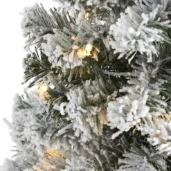 3ft. Pre-Lit Flocked West Virginia Fir Artificial Christmas Tree, Clear LED Lights -Northlight Sale Store D256017S 3