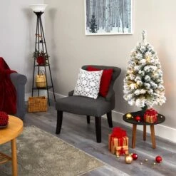 3ft. Pre-Lit Flocked West Virginia Fir Artificial Christmas Tree, Clear LED Lights -Northlight Sale Store D256017S 6