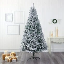 8ft. Unlit Flocked Rock Springs Spruce Artificial Christmas Tree -Northlight Sale Store D256023S 5