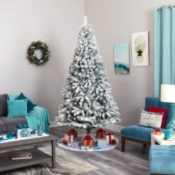 8ft. Unlit Flocked Rock Springs Spruce Artificial Christmas Tree -Northlight Sale Store D256023S 6