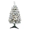 3ft. Pre-Lit Flocked Rock Springs Spruce Artificial Christmas Tree, Clear LED Lights