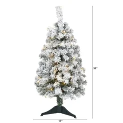 3ft. Pre-Lit Flocked Rock Springs Spruce Artificial Christmas Tree, Clear LED Lights -Northlight Sale Store D256025S 2