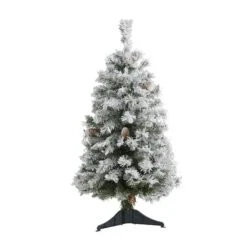 3ft. Unlit Flocked White River Mountain Pine & Pinecones Artificial Christmas Tree