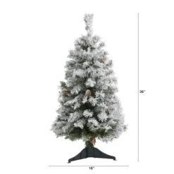 3ft. Unlit Flocked White River Mountain Pine & Pinecones Artificial Christmas Tree -Northlight Sale Store D256035S 2