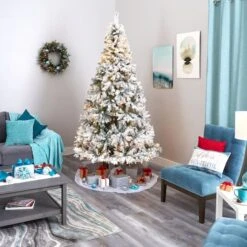 8ft. Pre-Lit White River Mountain Pine Artificial Christmas Tree, Clear LED Lights -Northlight Sale Store D256049S 6