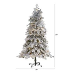 6ft. Pre-Lit Flocked Montana Down Swept Spruce Artificial Christmas Tree With Clear LED Lights -Northlight Sale Store D256064S 2