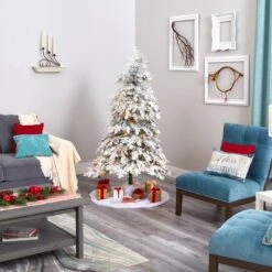 6ft. Pre-Lit Flocked Montana Down Swept Spruce Artificial Christmas Tree With Clear LED Lights -Northlight Sale Store D256064S 6