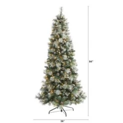7ft. Pre-Lit Frosted Tip British Columbia Mountain Pine & Pinecones Artificial Christmas Tree With Clear Lights -Northlight Sale Store D256083S 2