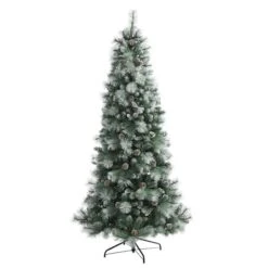 7ft. Pre-Lit Frosted Tip British Columbia Mountain Pine & Pinecones Artificial Christmas Tree With Clear Lights -Northlight Sale Store D256083S 3