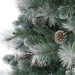 7ft. Pre-Lit Frosted Tip British Columbia Mountain Pine & Pinecones Artificial Christmas Tree With Clear Lights -Northlight Sale Store D256083S 5