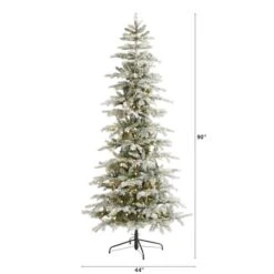 7.5ft. Pre-Lit Slim Flocked Nova Scotia Spruce Artificial Christmas Tree With Warm White LED Lights -Northlight Sale Store D256091S 2