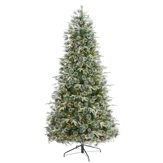 7.5ft. Pre-Lit Snowed Tipped Clermont Mixed Pine & Pinecones Artificial Christmas Tree With Clear LED Lights 1 7.5ft. Pre-Lit Snowed Tipped Clermont Mixed Pine & Pinecones Artificial Christmas Tree With Clear LED Lights