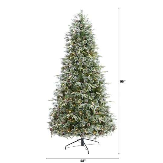 7.5ft. Pre-Lit Snowed Tipped Clermont Mixed Pine & Pinecones Artificial Christmas Tree With Clear LED Lights 5 7.5ft. Pre-Lit Snowed Tipped Clermont Mixed Pine & Pinecones Artificial Christmas Tree With Clear LED Lights - Image 5