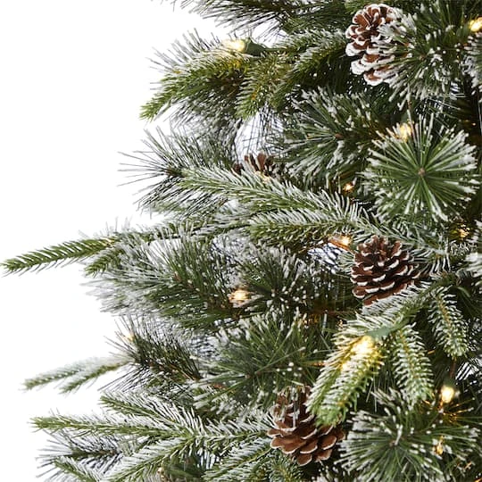 7.5ft. Pre-Lit Snowed Tipped Clermont Mixed Pine & Pinecones Artificial Christmas Tree With Clear LED Lights 4 7.5ft. Pre-Lit Snowed Tipped Clermont Mixed Pine & Pinecones Artificial Christmas Tree With Clear LED Lights - Image 4