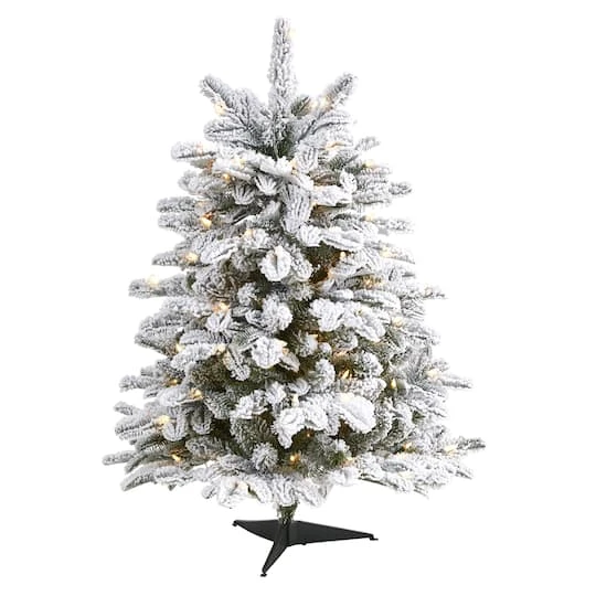 3ft. Pre-Lit Flocked North Carolina Fir Artificial Christmas Tree With Warm White Lights 1 3ft. Pre-Lit Flocked North Carolina Fir Artificial Christmas Tree With Warm White Lights