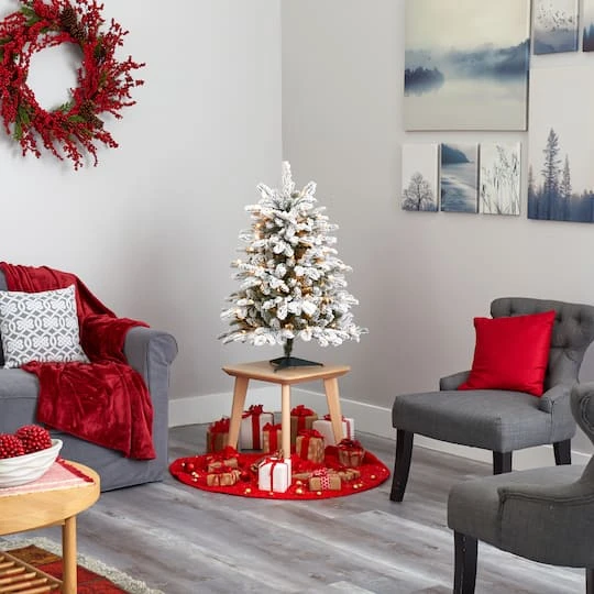 3ft. Pre-Lit Flocked North Carolina Fir Artificial Christmas Tree With Warm White Lights 7 3ft. Pre-Lit Flocked North Carolina Fir Artificial Christmas Tree With Warm White Lights - Image 7