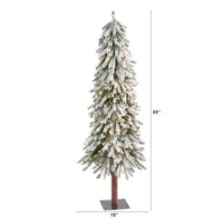 5ft. Pre-Lit Flocked Grand Alpine Artificial Christmas Tree, Clear LED Lights -Northlight Sale Store D256145S 2