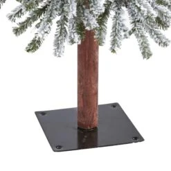 5ft. Pre-Lit Flocked Grand Alpine Artificial Christmas Tree, Clear LED Lights -Northlight Sale Store D256145S 4