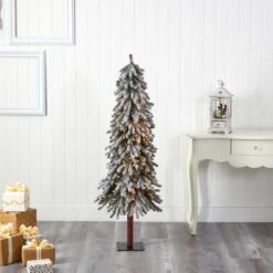 5ft. Pre-Lit Flocked Grand Alpine Artificial Christmas Tree, Clear LED Lights -Northlight Sale Store D256145S 5
