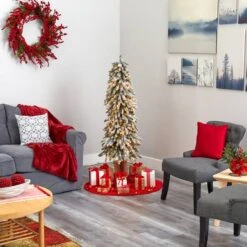 5ft. Pre-Lit Flocked Grand Alpine Artificial Christmas Tree, Clear LED Lights -Northlight Sale Store D256145S 6