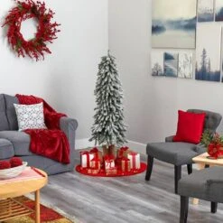 5ft. Pre-Lit Flocked Grand Alpine Artificial Christmas Tree, Clear LED Lights -Northlight Sale Store D256145S 7