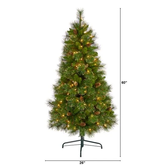 5ft. Pre-Lit Golden Tip Washington Pine Artificial Christmas Tree, Clear LED Lights 8 5ft. Pre-Lit Golden Tip Washington Pine Artificial Christmas Tree, Clear LED Lights - Image 8