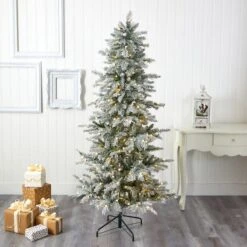 6.5ft. Pre-Lit Nova Scotia Spruce Artificial Christmas Tree, Warm White LED Lights -Northlight Sale Store D256163S 5
