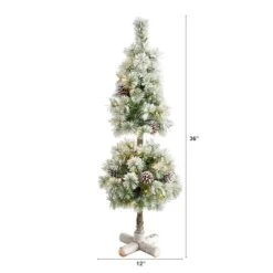 3ft. Pre-Lit Flocked Artificial Christmas Tree Topiary, Warm White LED Lights 13 3ft. Pre-Lit Flocked Artificial Christmas Tree Topiary, Warm White LED Lights -Northlight Sale Store D256171S 2