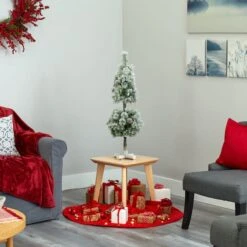 3ft. Pre-Lit Flocked Artificial Christmas Tree Topiary, Warm White LED Lights 12 3ft. Pre-Lit Flocked Artificial Christmas Tree Topiary, Warm White LED Lights -Northlight Sale Store D256171S 6