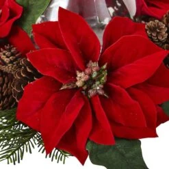 9" Red Poinsettia & Pinecone Candelabrum 11 9" Red Poinsettia & Pinecone Candelabrum -Northlight Sale Store D292858S 4